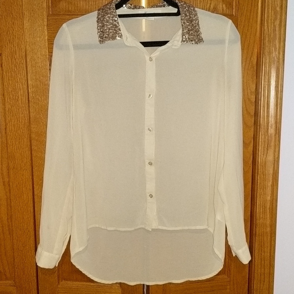 Blouse with Sequin Collar